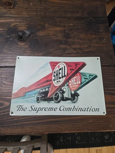 SHELL GAS AND OIL VINTAGE STYLE METAL SIGN