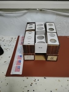 3 Vintage 9" Single Row Cardboard Coin Storage Boxes for Flips & Mylars U-DO-IT