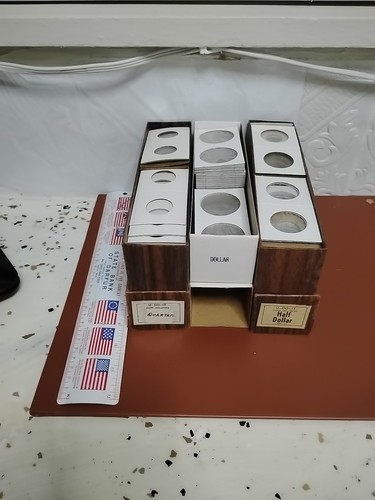 3 Vintage 9" Single Row Cardboard Coin Storage Boxes for Flips & Mylars U-DO-IT