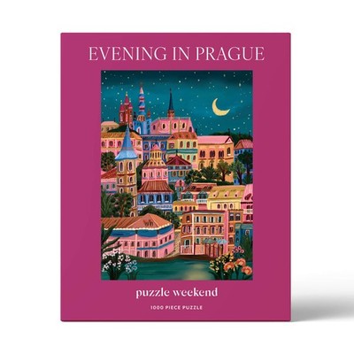 Evening in Prague 1000 Piece Jigsaw Puzzle   Moonlit Cityscape Night Scene   Per