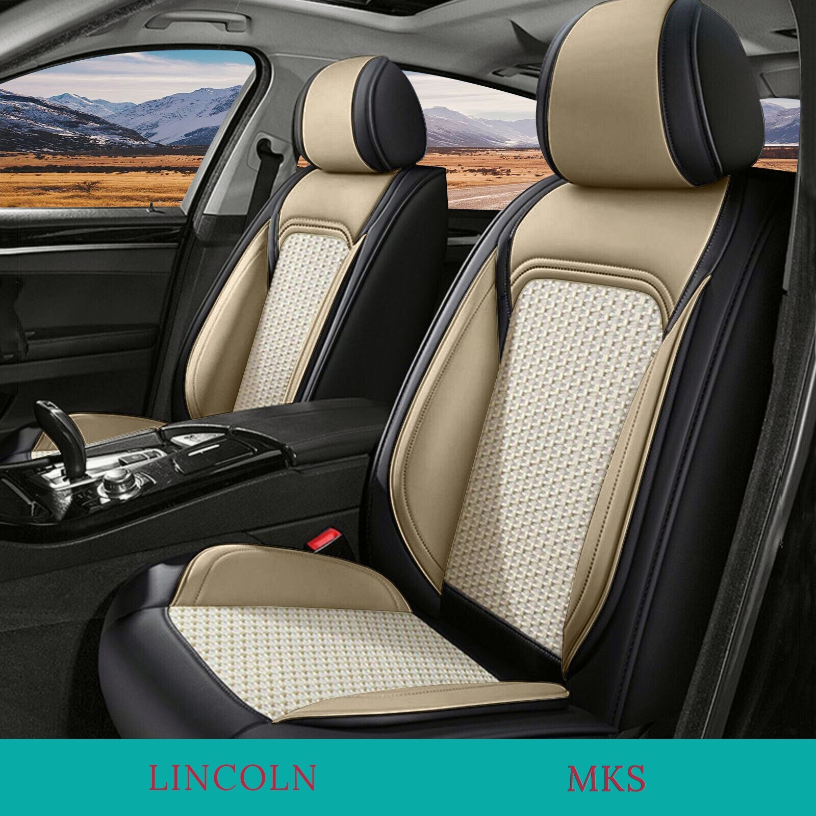 Faux Leather Car 5 Seat Cover Front and Rear Full Set For Lincoln MKS 2009-2016