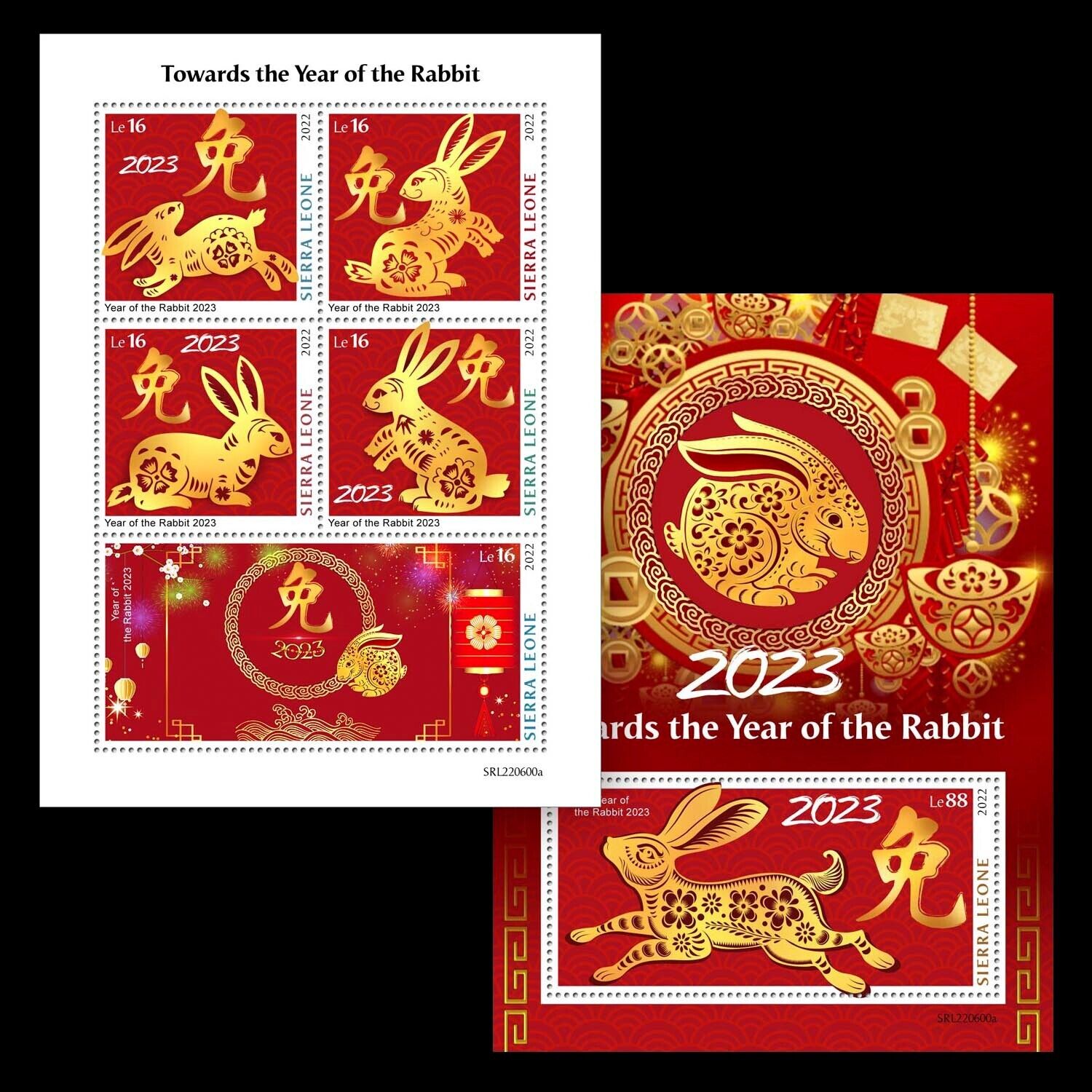 Year of the Rabbit Chinese Lunar Year MNH Stamps 2022 Sierra Leone M/S + S/S - Picture 1 of 3