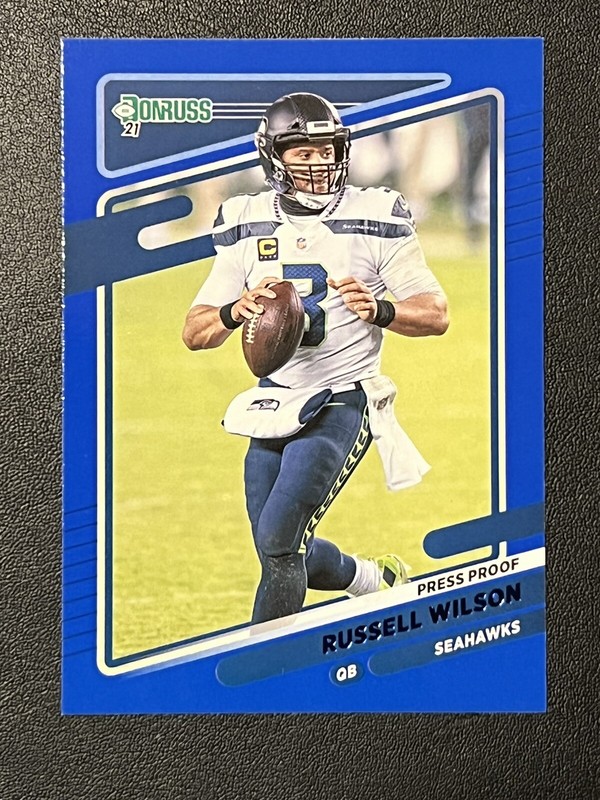 2021 Donruss Football Press Proof Blue #28 Russell Wilson Seattle Seahawks🔥📈👀