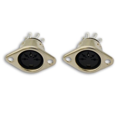 2,Panel Mount 5 Pin DIN Female Jack Adapter Cable Connector, Vintage Audio Plug