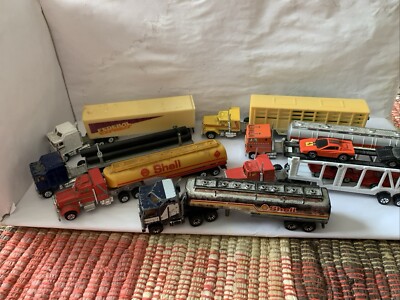Lot 7 Vtg Matchbox Yatming Road Champion Truck Trailer Transport Loose