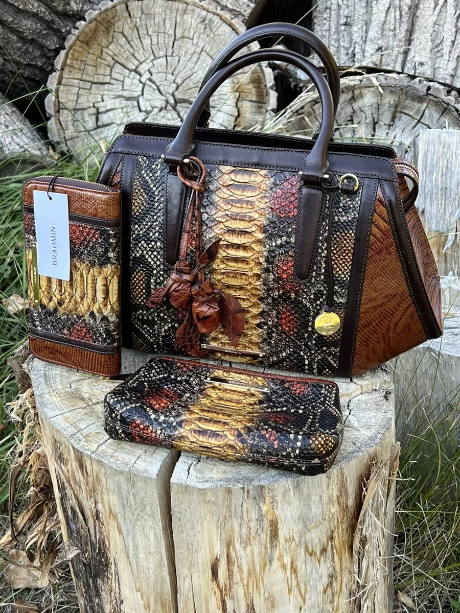 Brahmin Arden Brown Tyndale Suri Wallet Pouch ROSES Incredible GORGEOUS RARE
