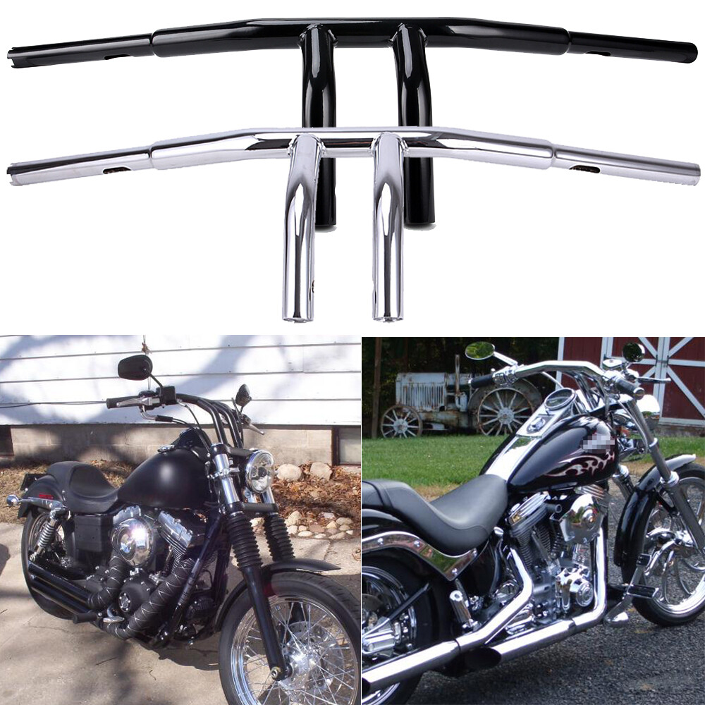 7/8" Motorcycle Handlebar - Chrome & Black Universal Fit For Harley, Honda, Yamaha 7 thumbnail image
