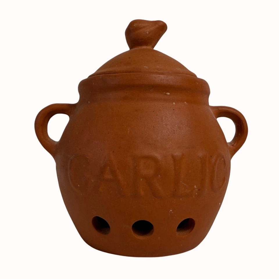 Guardião de alho terracota panela de argila vermelha utensílios de cozinha armazenamento decoração para casa cozinhar - Imagem 3 de 4