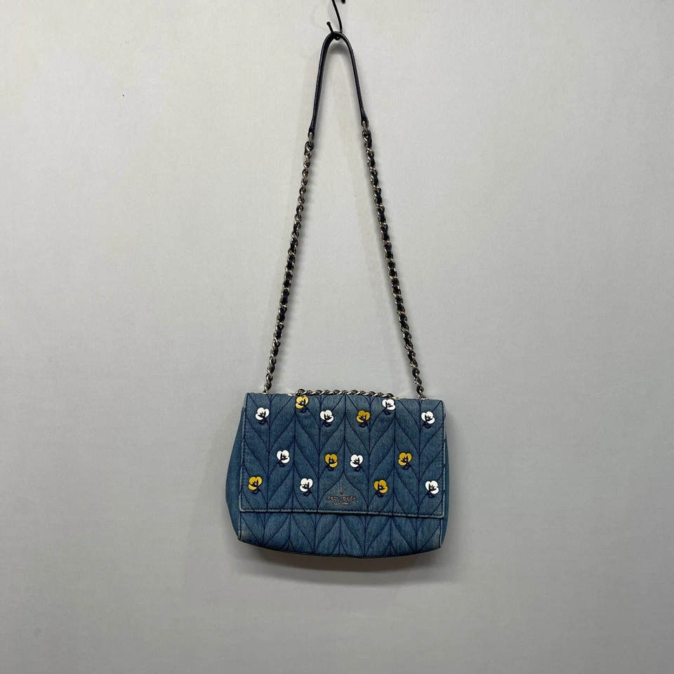 Bolso Cartera de Hombro Kate Spade Emelyn Briar Lane Acolchado Apliques Denim Foto 2 de 4