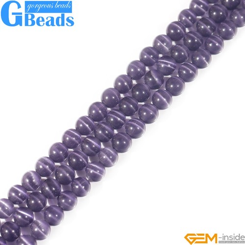 Cuentas redondas ojo de gato - 15" piedra creada suministros para hacer joyas, cuentas artesanales hágalo usted mismo - Imagen 59 de 116