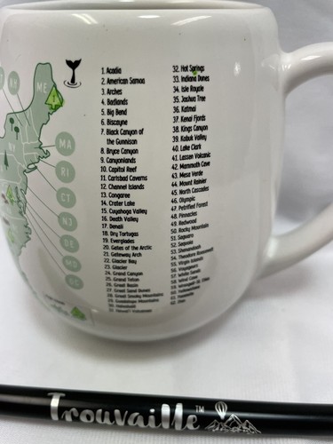 US National Parks Map Coffee Tea Mug Ceramic Souvenir 16 Oz Trouvaille w/Pen NEW - Picture 2 of 7