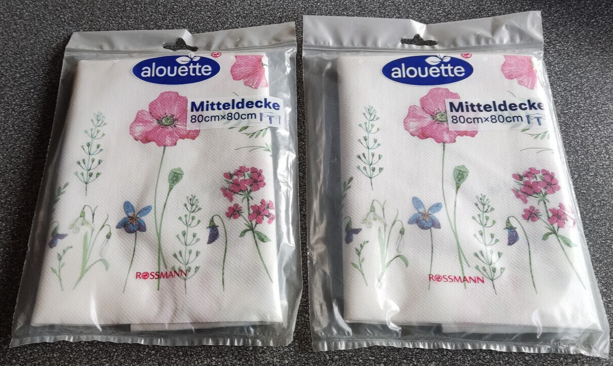 2 Stück Mitteldecke 80x80cm Blumen geblümt NEU OVP