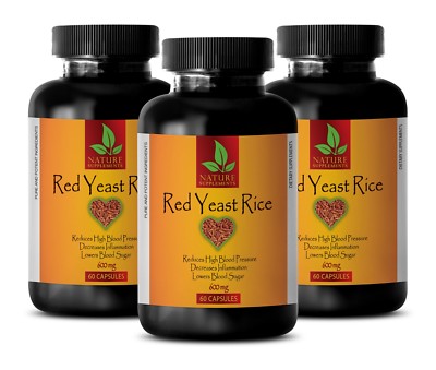 Red Yeast Rice Organic. Healthy Cholesterol Level & Heart Health (3 Bottles)