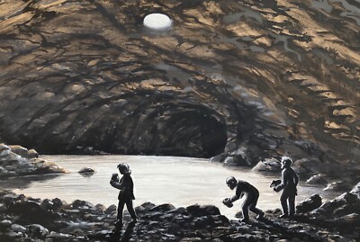 K. F. E. Weisgärber  - Auf fremden Planeten - Original Aquarell Science Fiction