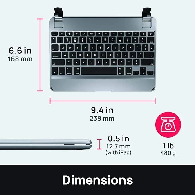 Brydge iPad, Air, Air 2,Pro 9.7" Keyboard - Space Grey - Image 4 of 4