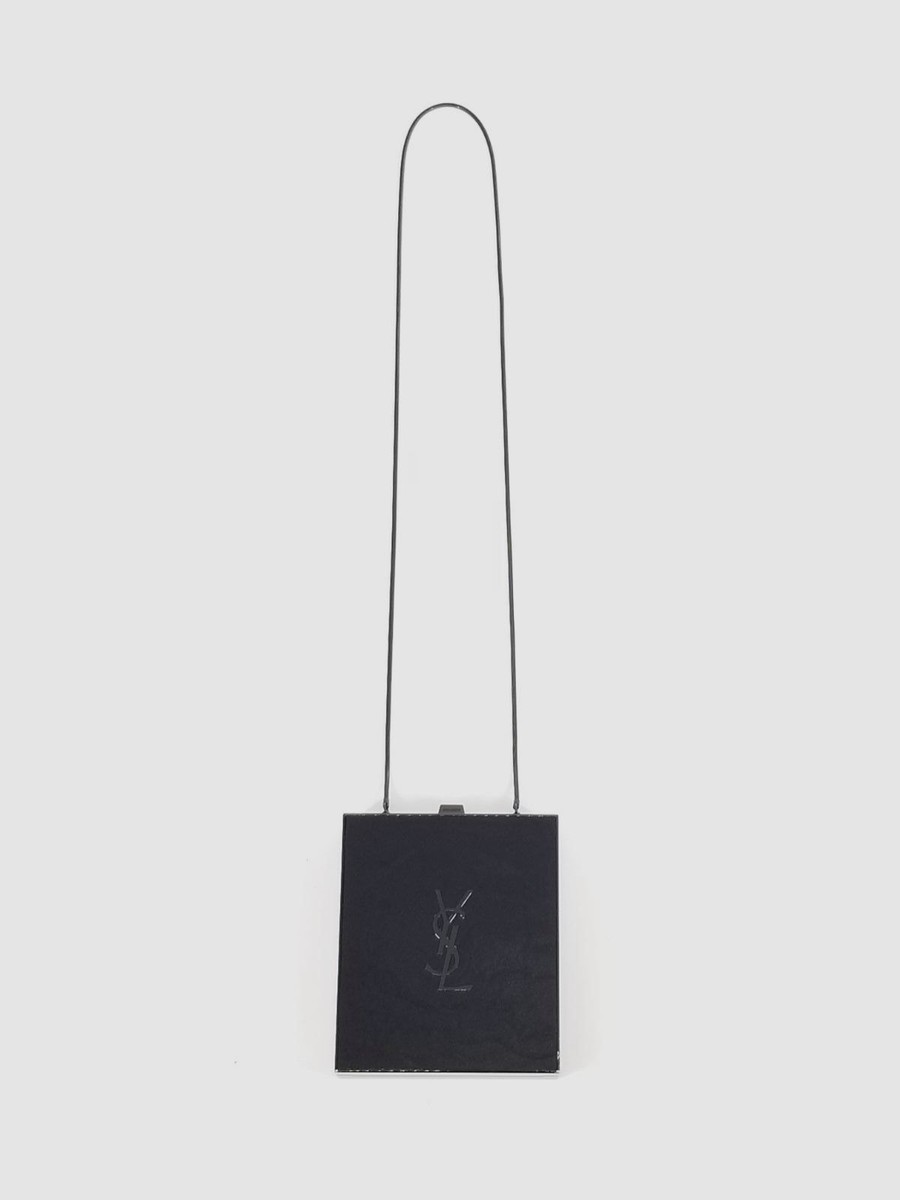 YSL Saint Laurent Italy Women Black Tuxedo Plexiglass Clutch Box