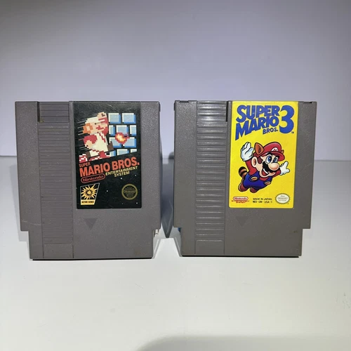 Retro Nintendo NES Super Mario Bros. 1 & 3 Tested In Good Condition