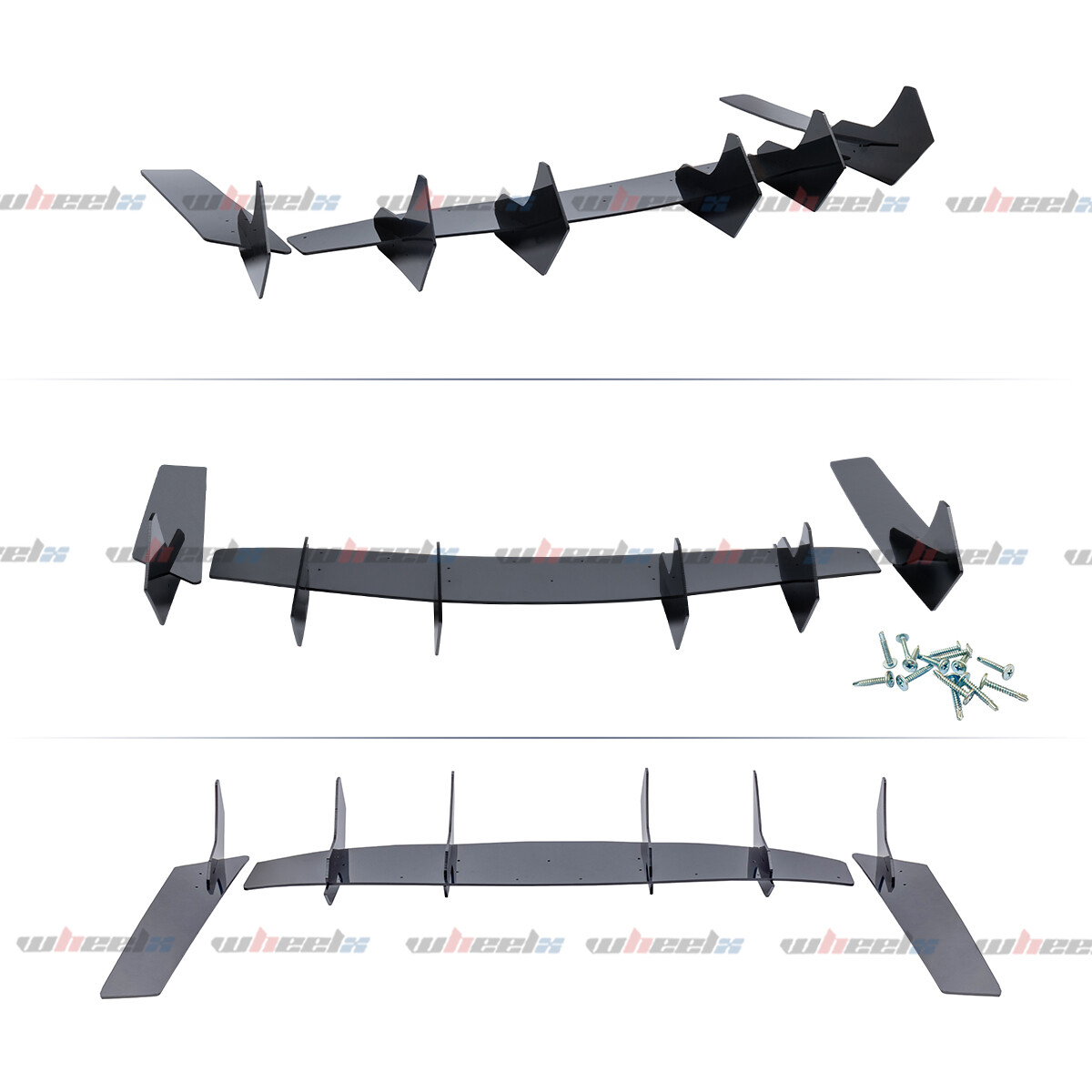 V2 Style Glossy Black Rear Diffuser & Side Splitter For Ford Mustang 2015-2023