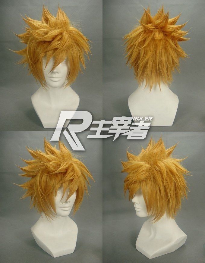 Kingdom Hearts Roxas Short Flip Out Golden Blonde Cosplay Wig | eBay