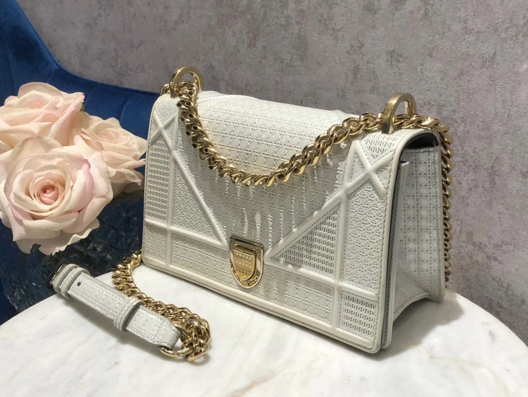 Dior, Bags, Christian Dior White Baby Diorama Flap Bag