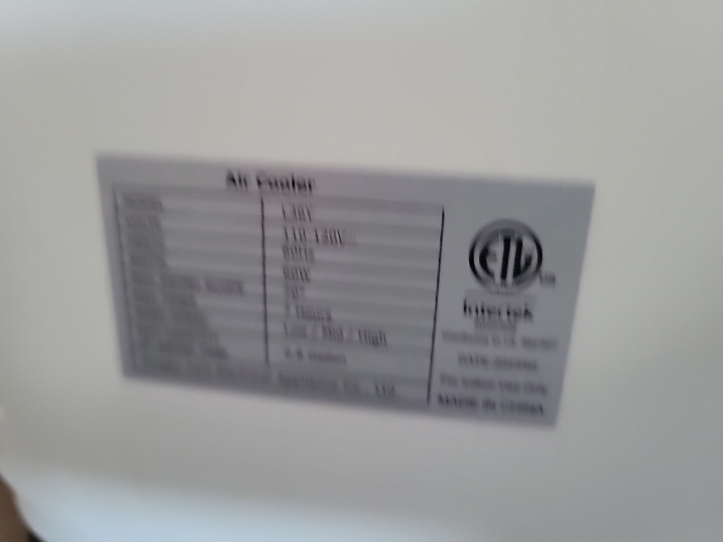 Intertek Air Cooler eBay