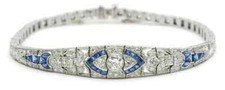 Vintage Art Deco Style Lab Created Diamond Wedding Bracelet 14k White Gold FN