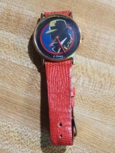 Vintage Disney Dick Tracy Timex Watch Red Genuine Leather Band