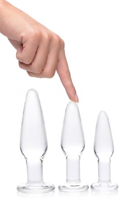 Dosha Prism 3-piece Erotic Glass Trainer Dilation Set Butt Plug Kit Sex Toy 