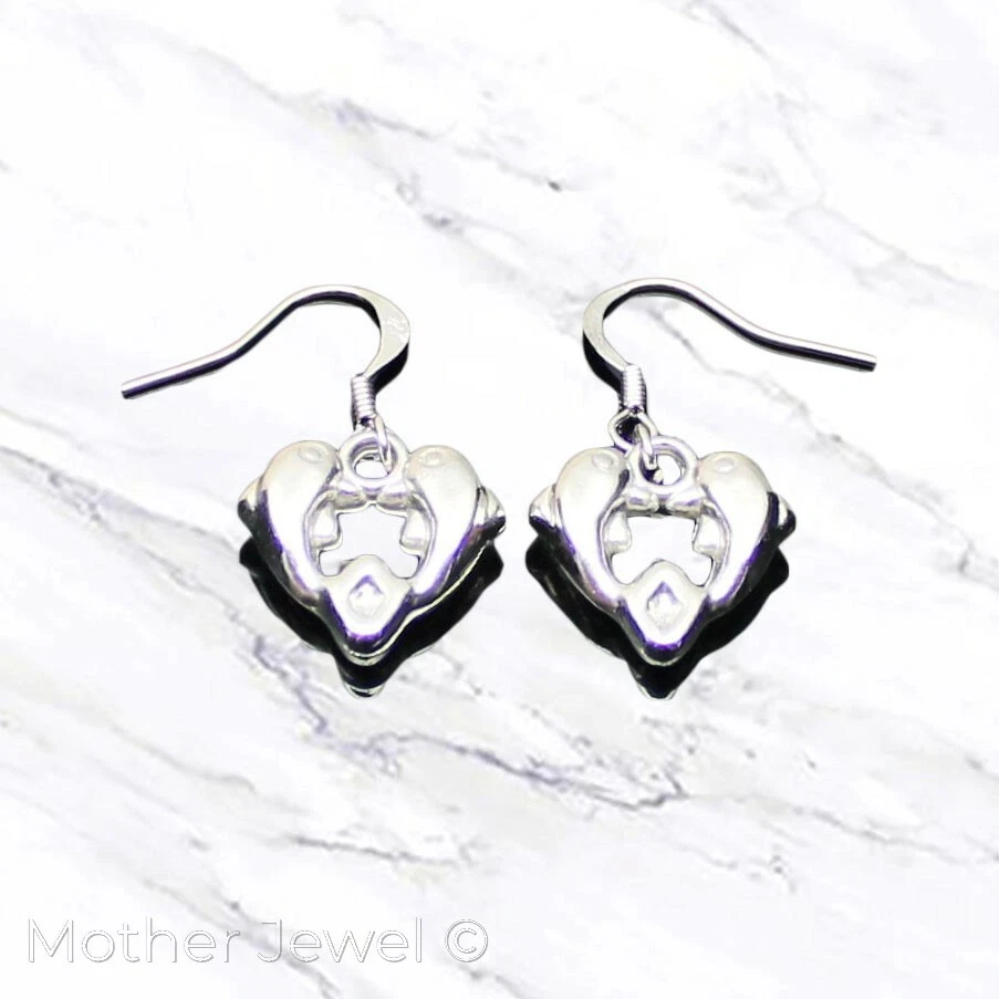 ADORDABLE KISSING DOLPHINS ANIMAL SILVER SP DANGLE GIRLS CHILDRENS