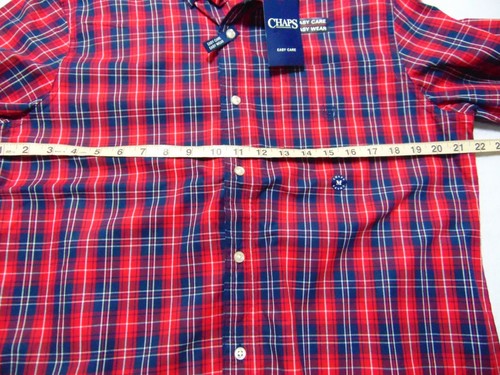 Chaps Easy Care Red Plaid Button Down Long Sleeve Shirt Nwt - Picture 4 of 9
