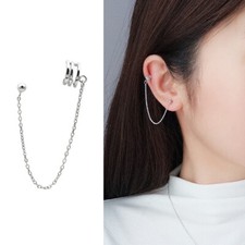 Ohrringe mit Kette Ohrstecker & Ohrklemme Sterling Silber 925 Damen Kugel