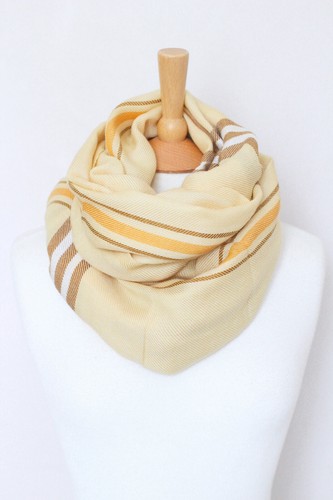 NEW! LORO PIANA yellow Kent silk cashmere knit striped checked scarf shawl stole - Picture 7 of 12