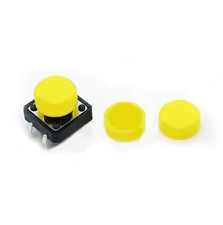 Yellow Tactile Push Button Switch Cap Round Inner Dia. 3.7x9.5 for 12x12 Switch