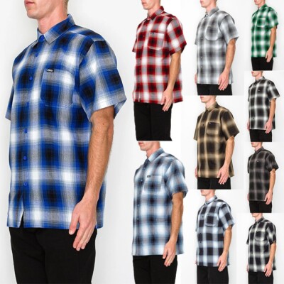 Victorious Men's Old School Plaid Flannel Short Sleeve Shirts VS-SS30