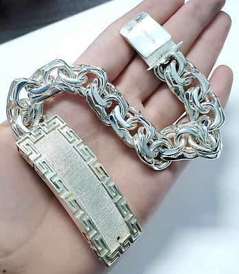 99g 8.5 Inch Chino Link Bracelet Solid Handmade ID Greek 925 Sterling Silver 99g 8.5 Inch Chino Link Bracelet Solid Handmade ID Greek 925 Sterling Silver