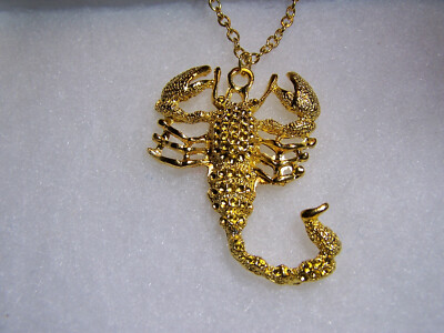 large 3D GOLD SCORPION HOROSCOPE pendant plated 18K 20'' necklace MEN gift zodiac