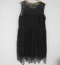 En Focus Womens 20W Black Sleeveless Floral Lace Dress Gathered Classic 20 W 