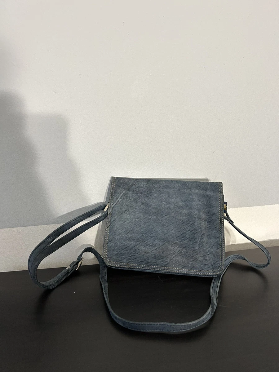 Suede Leather Bag in Blue gray. Cross Body Bag Shoulder Bag 