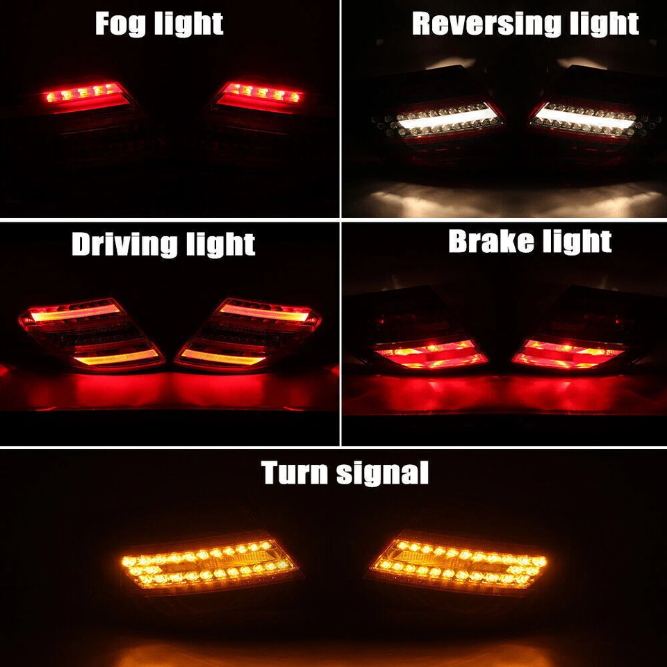 Pair Tail Lights Lamp Fit 2011-2014 Mercedes Benz W204 C350 C63 C300 C250 C180 Foto 4 de 4