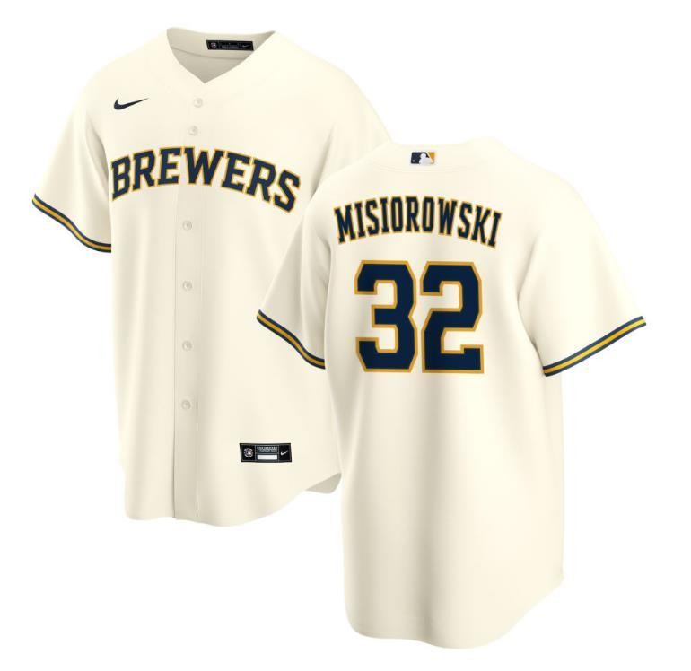 Jacob Misiorowski Brewers Cream Jersey Men's All Stitched