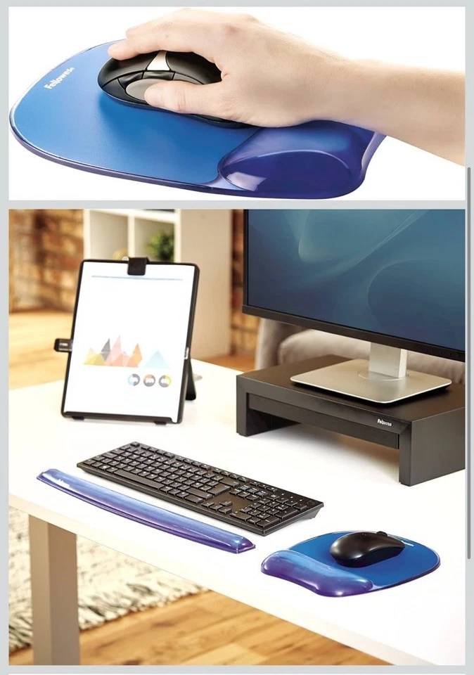 Fellowes Gel Crystals Blue Mouse Pad With Wrist Rest - Image 4 of 4