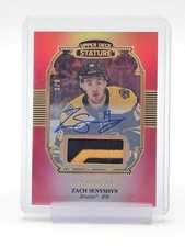 ZACH SENYSHYN 2019-20 UD STATURE HOCKEY ROOKIE RPA AUTO RED /9  BRUINS Q6438