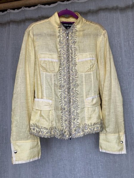 Women Giorgio Armani Dress Gold Linen M