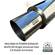 Hks Oem Hi-power Exhaust Muffler Single Universal Inlet 2.5 Outlet 4.0 Inches Hks Oem Hi-power Exhaust Muffler Single Universal Inlet 2.5 Outlet 4.0 Inches
