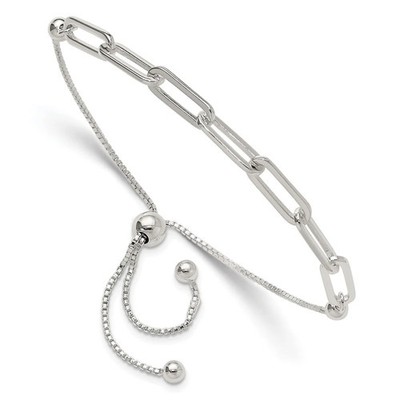 Sterling Silber poliert Büroklammer Gliederarmband verstellbar