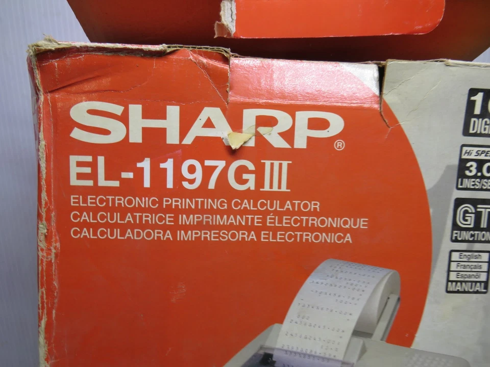 Sharp EL-1197G 3 Portable Printing Electronic 10 Digit Calculator Tax Function - Image 4 of 4