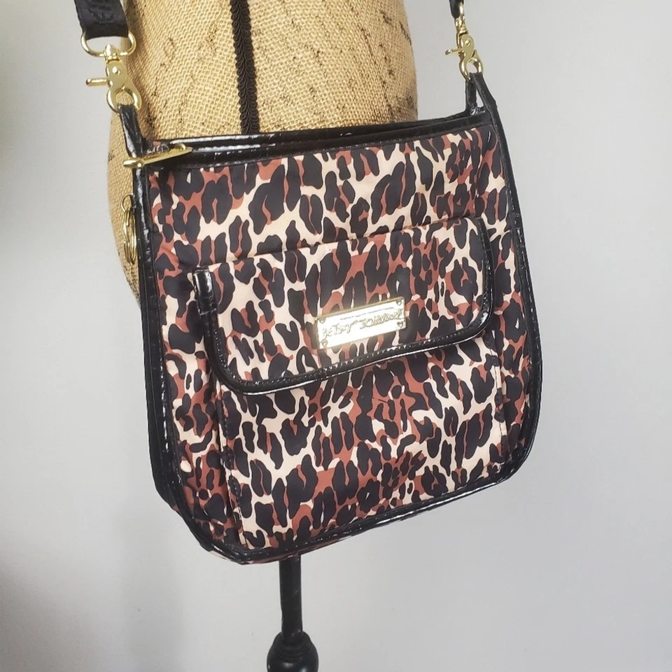Bolso Bandolera BETSY JOHNSON Color Marrón/Negro, Estampado Animal Leopardo Foto 2 de 4
