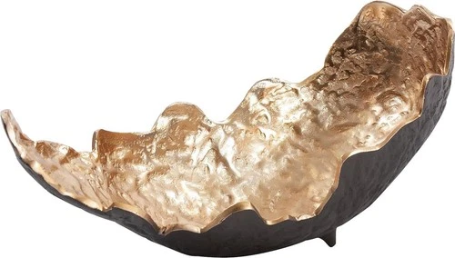 Elegant Hand-Cast Ebony and Gold Aluminum Canoe Tray - Picture 3 of 6