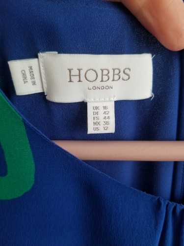 Hobbs Freya High Low Silk Dress Floral Print Size UK 16 Green Blue US 12 Midi - Picture 22 of 24