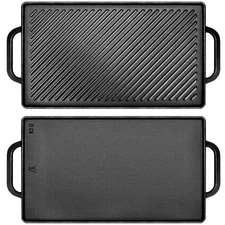 GGC Cast Iron Reversible Griddle, Double-sided Griddle Pan for Indoor and Out...